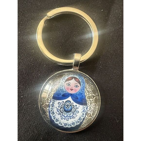 Matryoshka Basic Key Chain Silver Tone - Picture 1 of 4